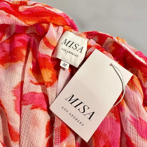 NWT MISA Los Angeles ‘Indira’ Romper in “Maldive Marble” White & Pink Sz Medium - Picture 4 of 16